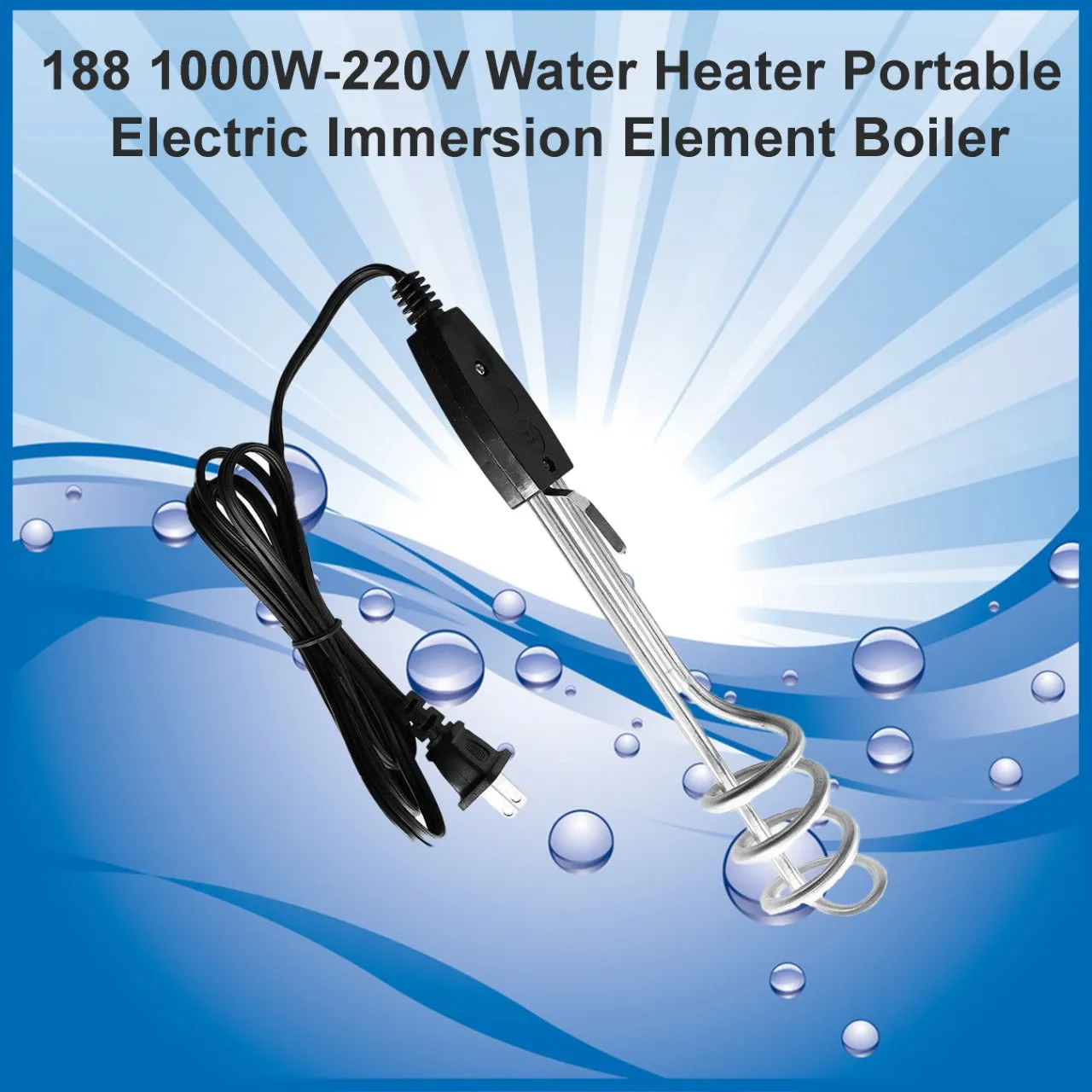 1000W-220V Water Heater Portable Electric Immersion Element Boiler
