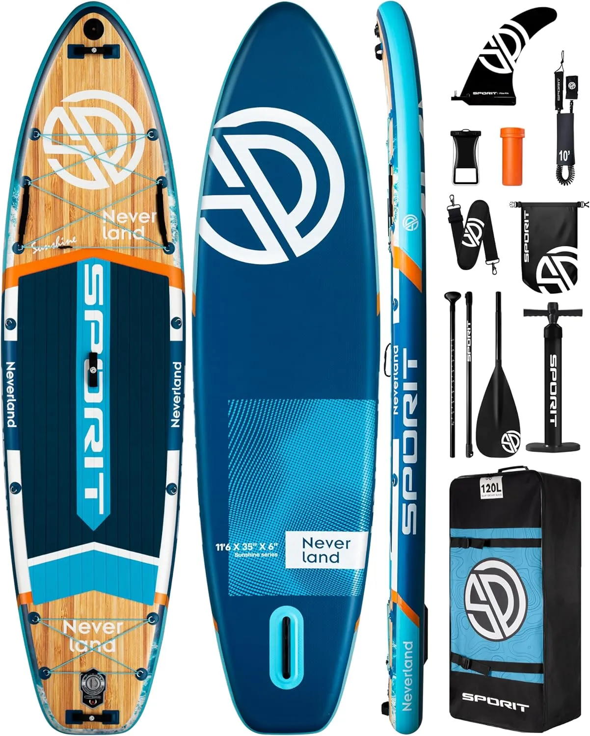 11'635" Super Wide Inflatable Stand Up Paddle Board, Ultra Stable SUP Board for Adults, 450lb Capacity with Shoulder Strap, 100L Backpack, Removable US Fin, Floating Paddle, Safety Leash