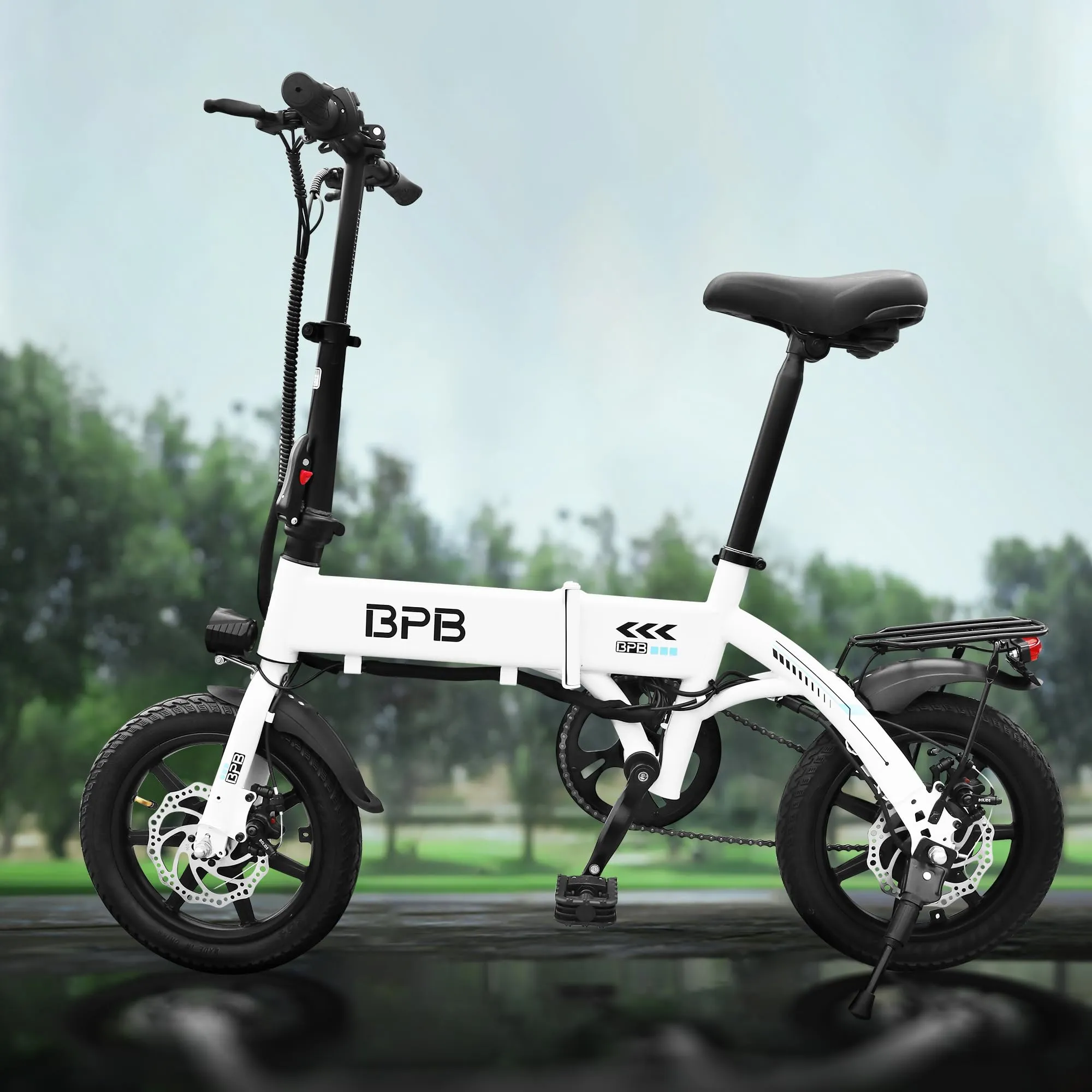 14" Folding Electric Bike. eBike w 250W High Speed Motor, 36V-8AH Li-Ion Battery, Smart LCD Display. City Commuting Electric Bicycle w Pedal Assist, 3 Riding Modes. Electric Mountain Bike Unisex Adult