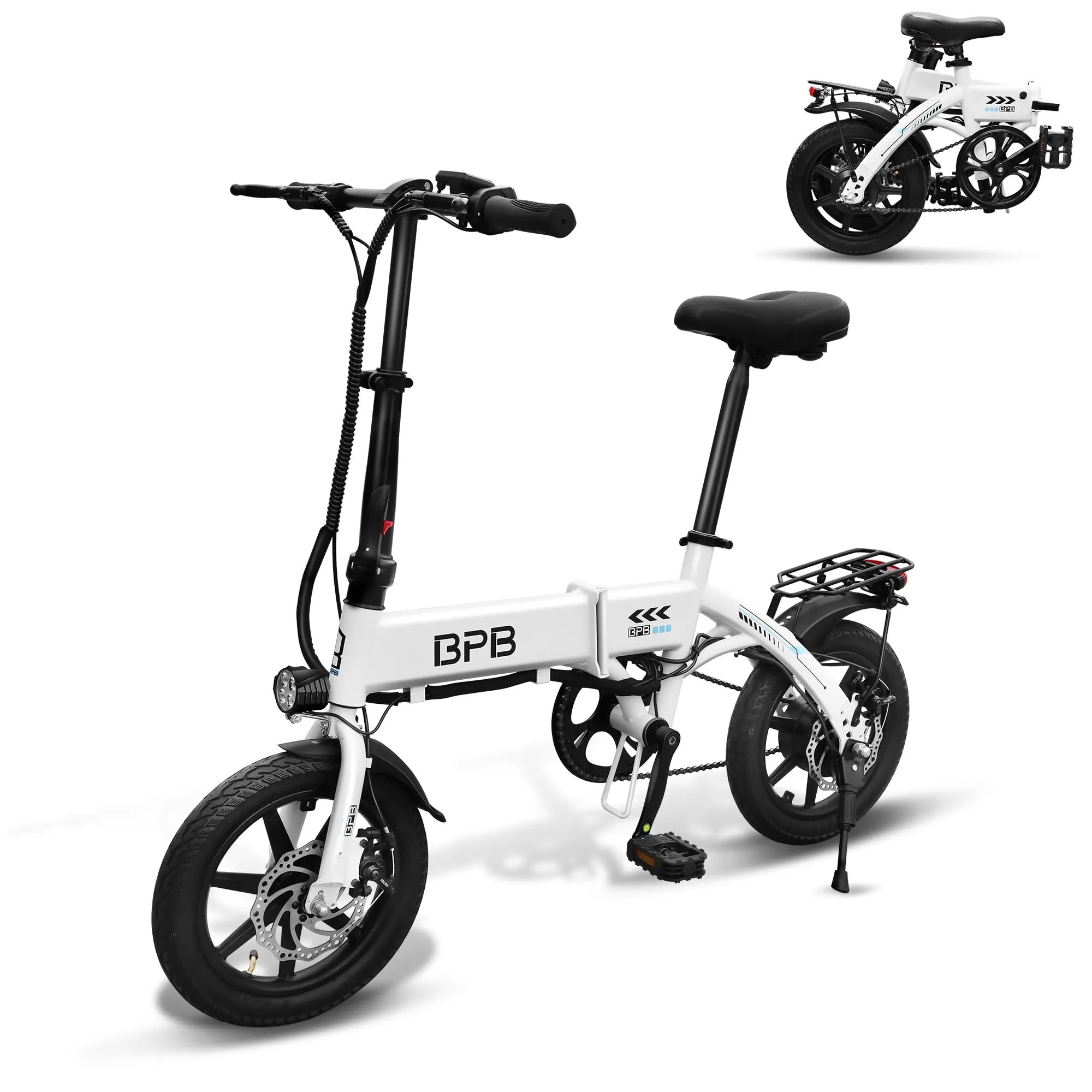 14" Folding Electric Bike. eBike w 250W High Speed Motor, 36V-8AH Li-Ion Battery, Smart LCD Display. City Commuting Electric Bicycle w Pedal Assist, 3 Riding Modes. Electric Mountain Bike Unisex Adult