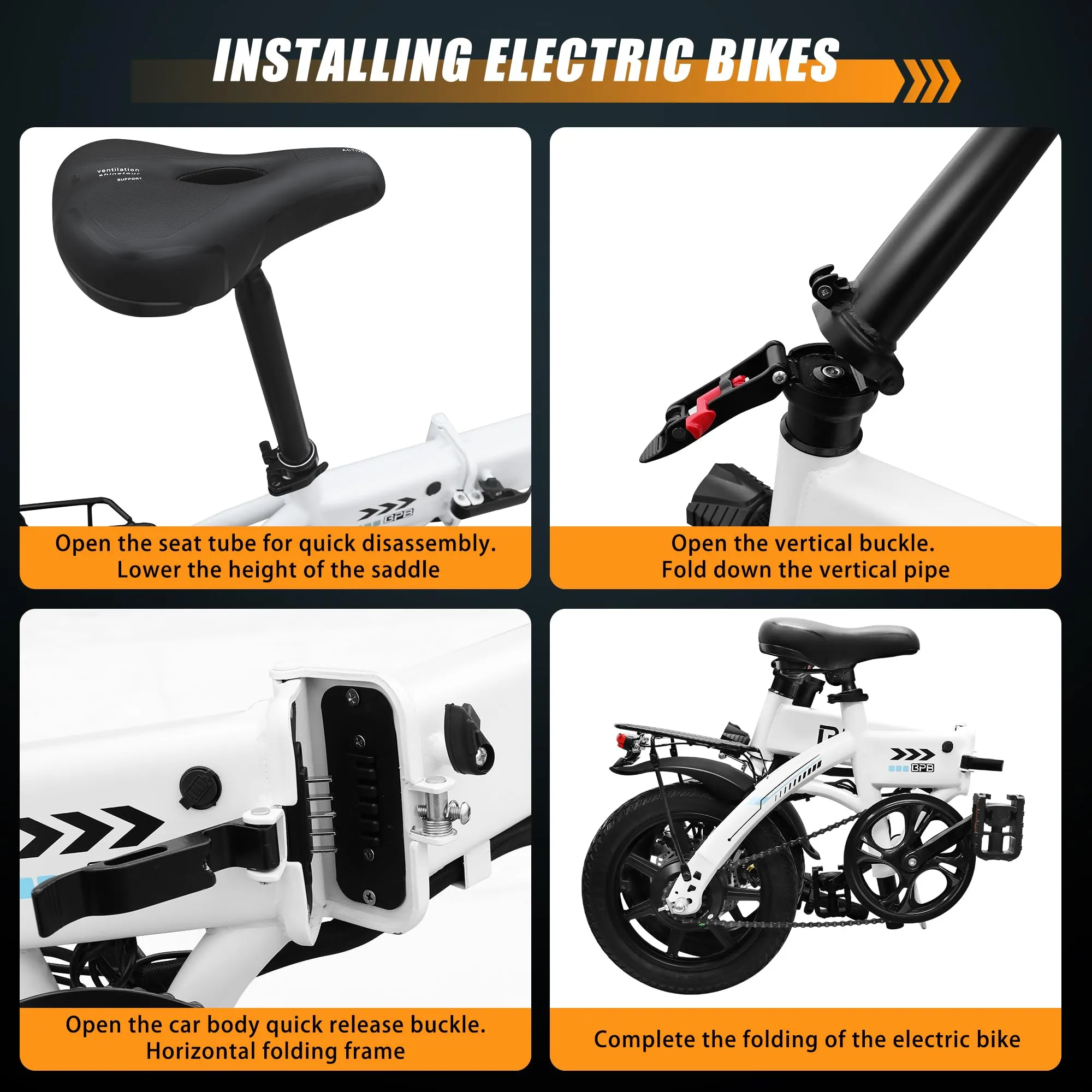 14" Folding Electric Bike. eBike w 250W High Speed Motor, 36V-8AH Li-Ion Battery, Smart LCD Display. City Commuting Electric Bicycle w Pedal Assist, 3 Riding Modes. Electric Mountain Bike Unisex Adult