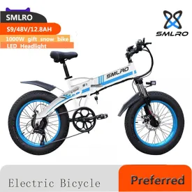 20 Inch Folding Mountain Ebike: SMLRO New S9 Bicycle Electric Bike with Aluminum Alloy Shock Absorbing Frame and 7-Speed Road MTB