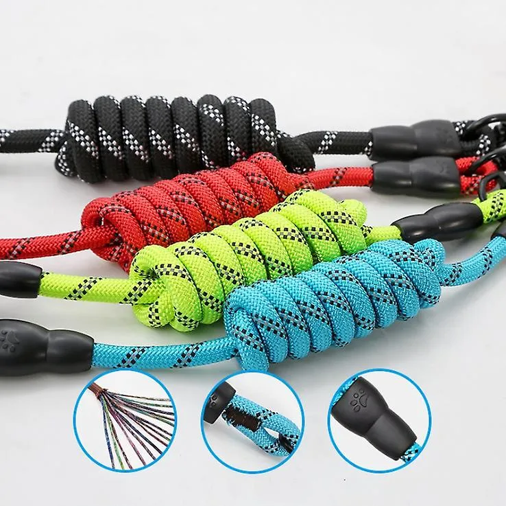 2Pcs S black Pet leash, reflective nylon rock climbing round rope dog leash, dog leash AZ19386