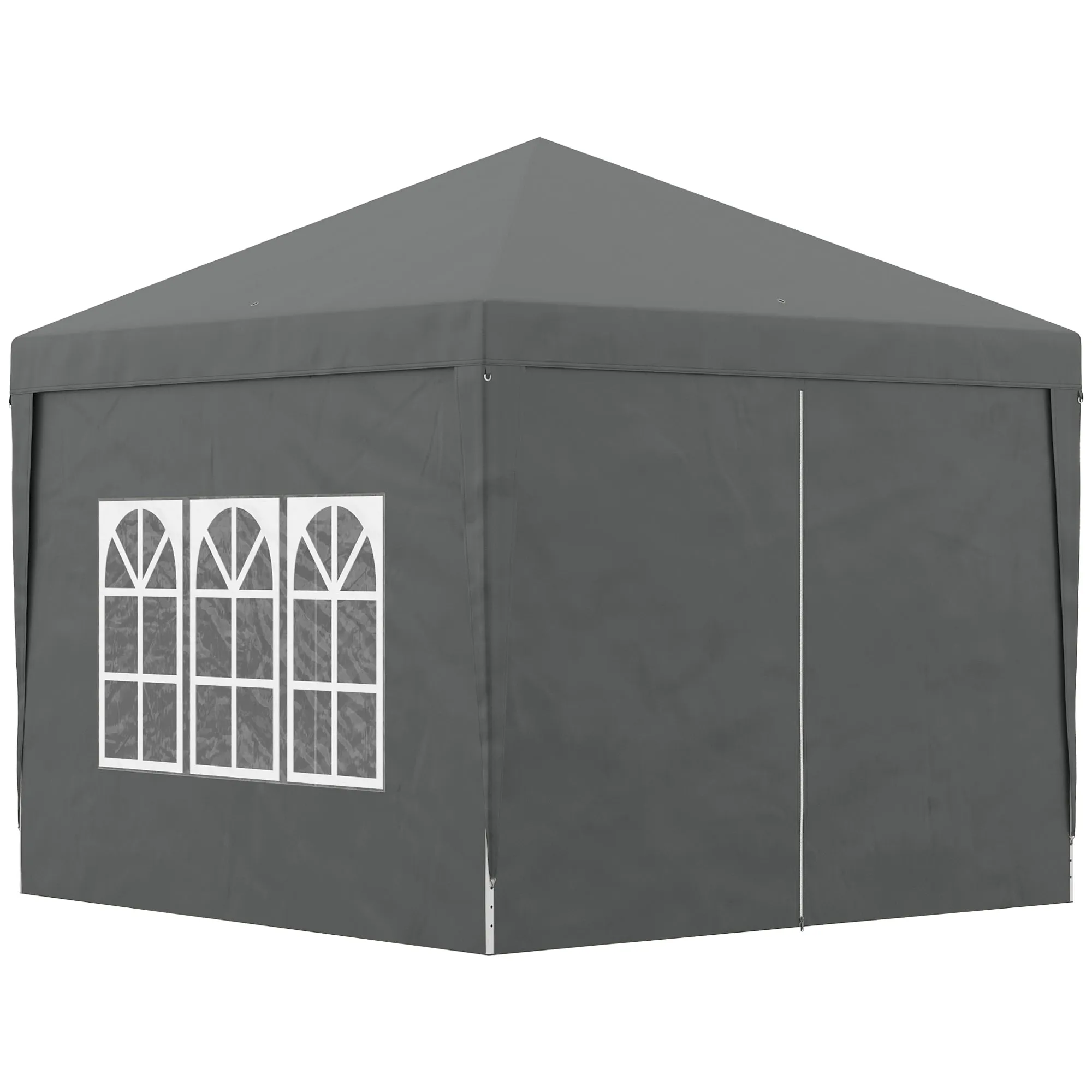 3 x 3 Meters Pop Up Water Resistant Gazebo Wedding Camping Party Tent Canopy Marquee with Carry Bag and 2 Windows Grey