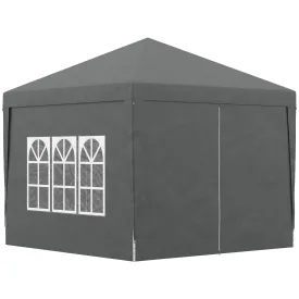 3 x 3 Meters Pop Up Water Resistant Gazebo Wedding Camping Party Tent Canopy Marquee with Carry Bag and 2 Windows Grey