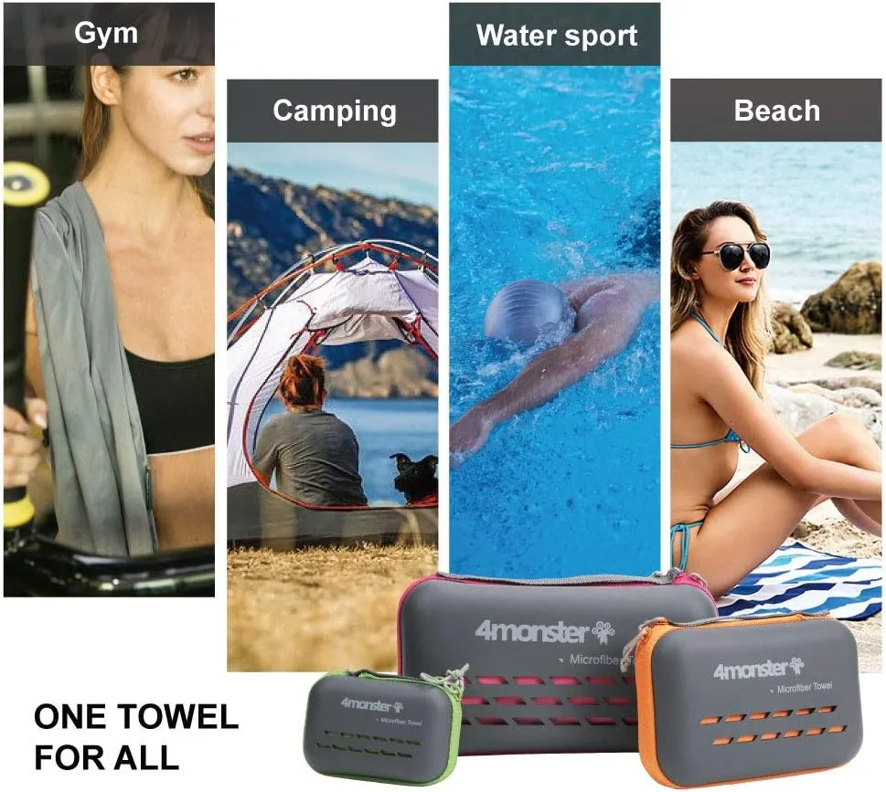 4Monster Camping Towels Super Absorbent, Fast Drying Microfiber Travel Towel, Quick Dry Ultra Soft Compact Gym Towel for Swimming Beach Hiking Yoga Travel Sports Backpack (47.00" x 23.60", Blue)
