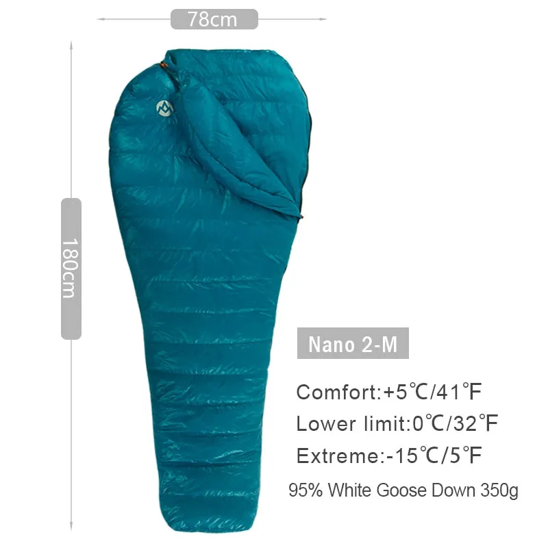 AEGISMAX Ultra-Light Adult Outdoor Camping Down Sleeping Bag Nylon Mummy Three Season Goose Down Sleeping Bag
