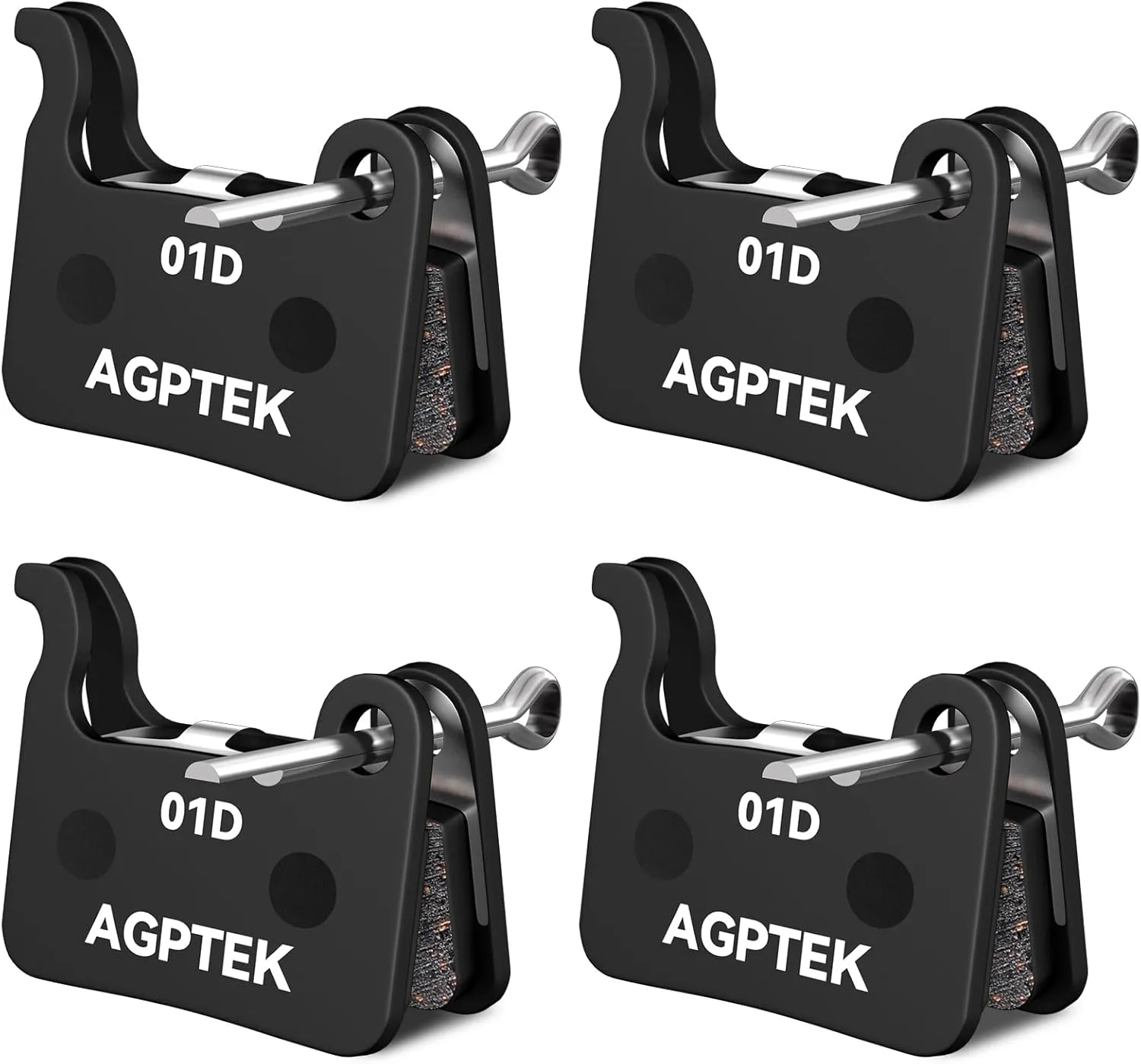 AGPTEK Bike Brake Pads, High-Performance Bicycle Brake Pad, 4 Pairs Semi-Metallic Bike Pad for Mountain Bike Disc Brakes, Compatible with Shimano Deore XT SLX Hone Alfine Saint, Black