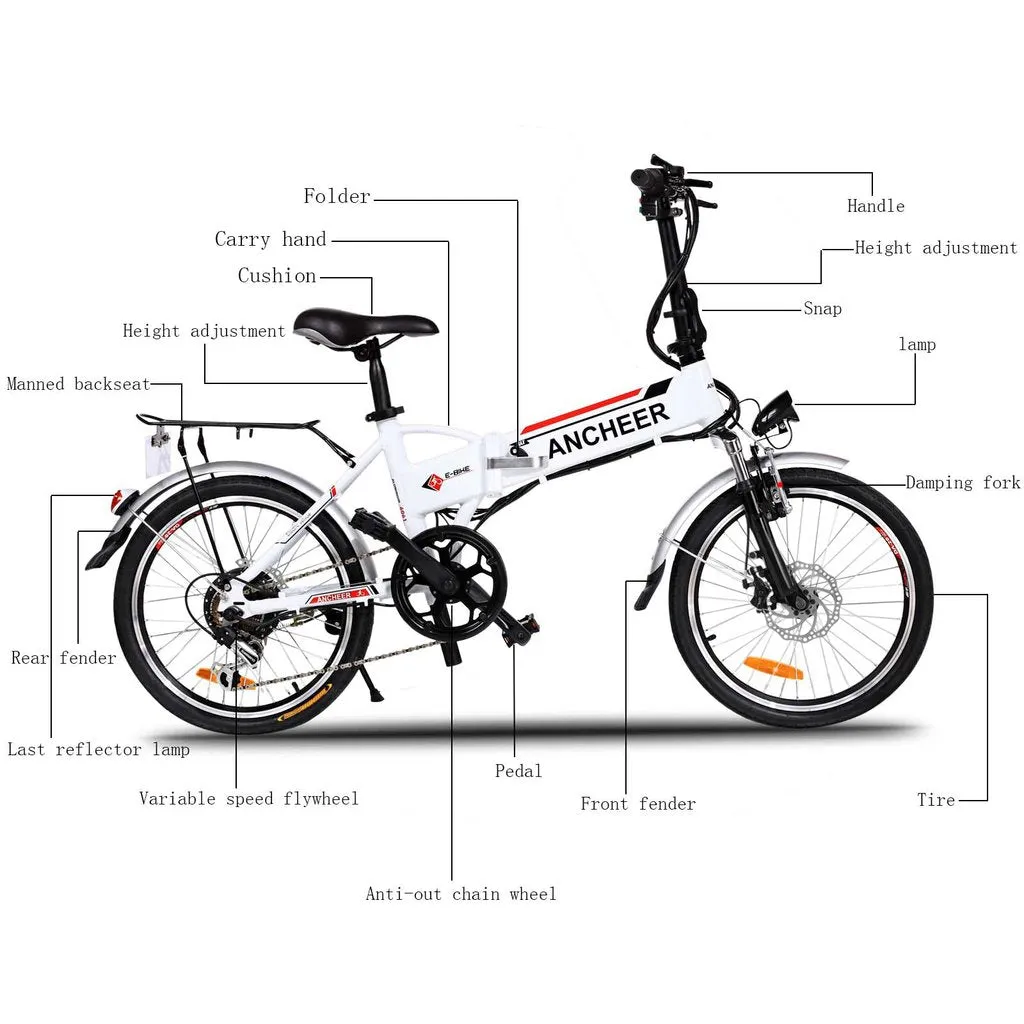 Ancheer 20 Inch Wheel Folding City Commuter Electric Bike