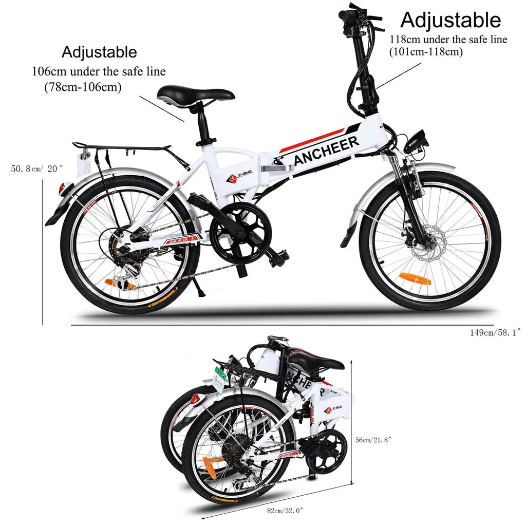 Ancheer 20 Inch Wheel Folding City Commuter Electric Bike