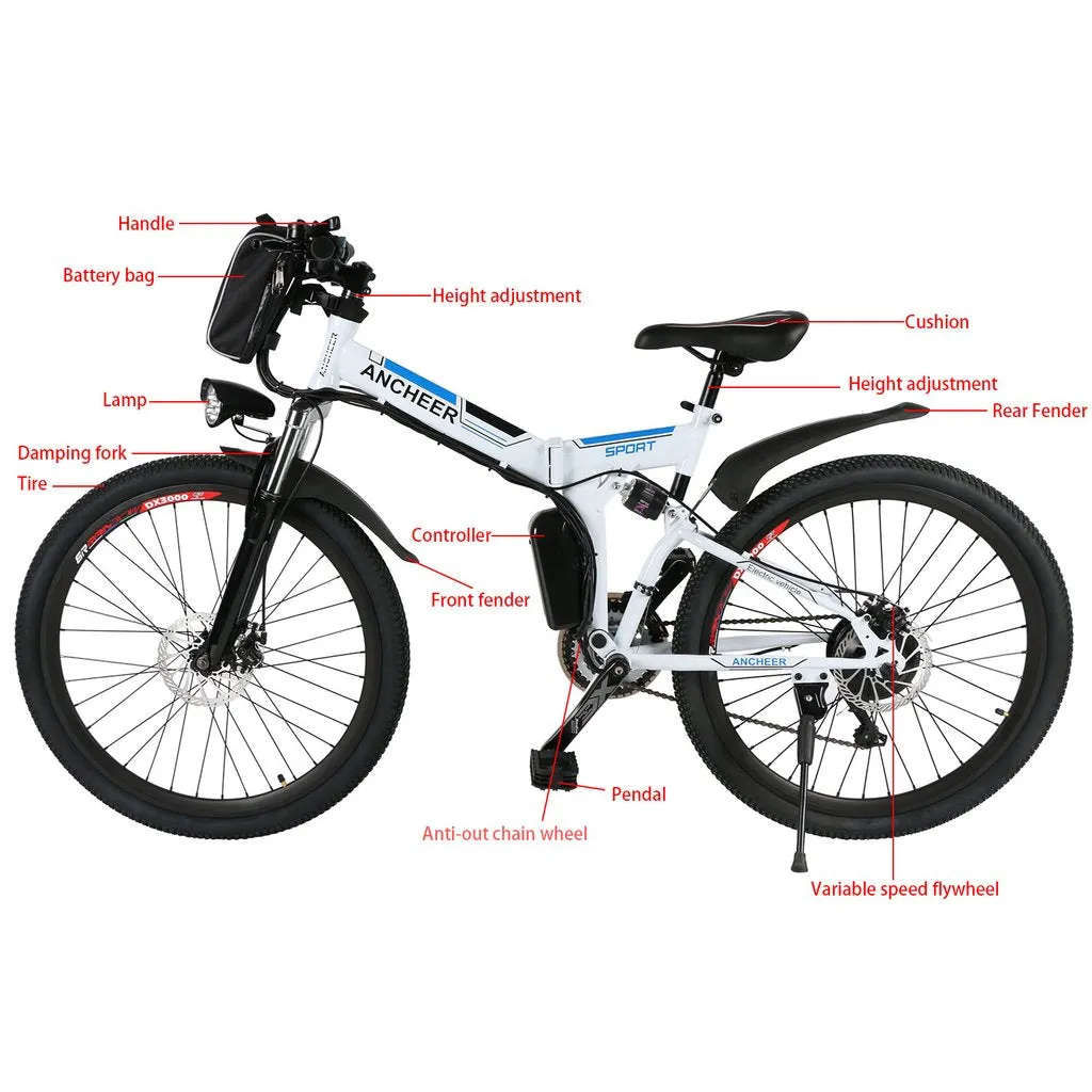 Ancheer 26 Inch Wheel Folding Electric Mountain Bike