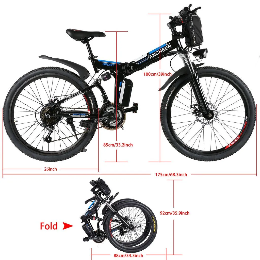 Ancheer 26 Inch Wheel Folding Electric Mountain Bike