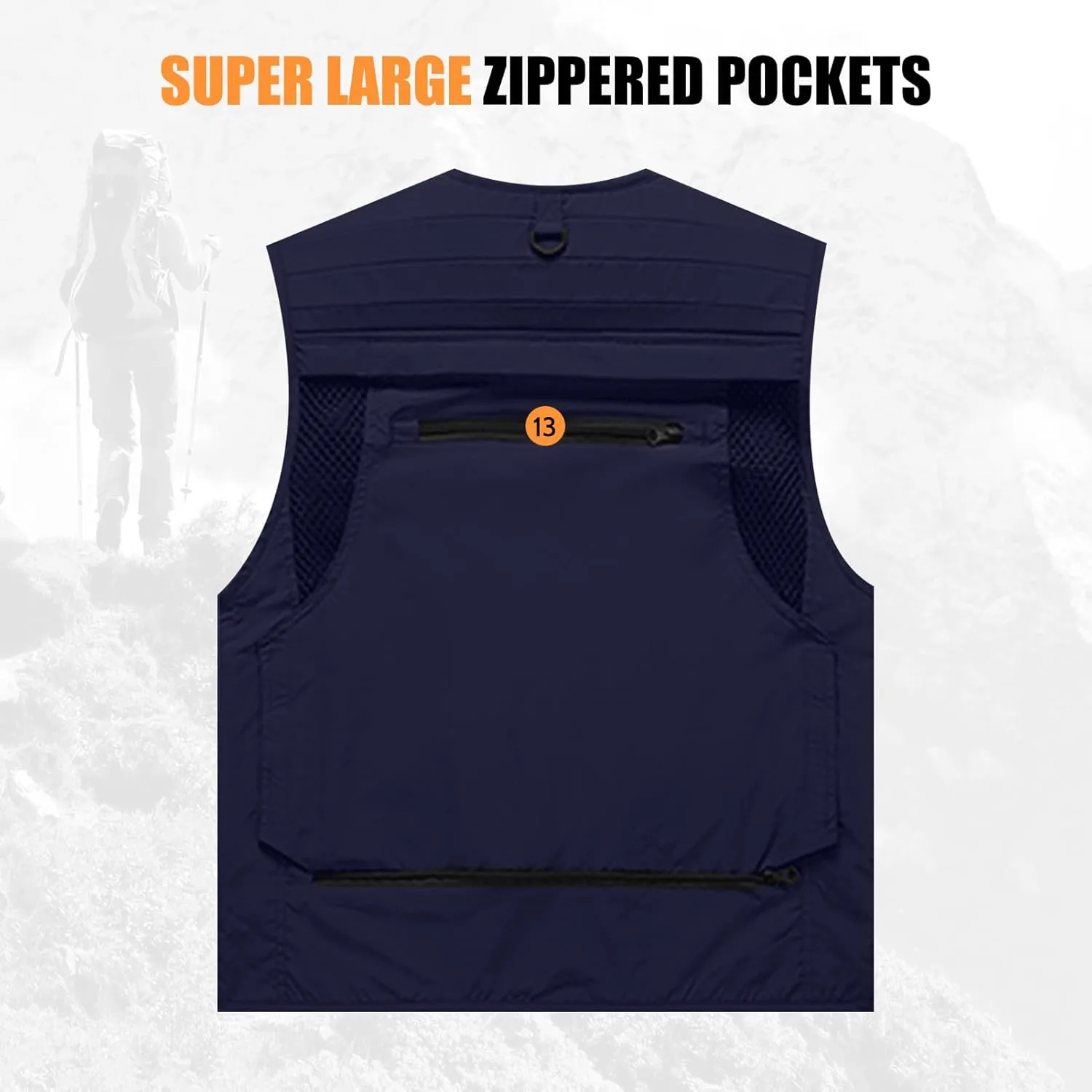 AOTORR Mens Outdoor Work Safari Cargo Photo Travel Fishing Vests for Men with Multi-pockets