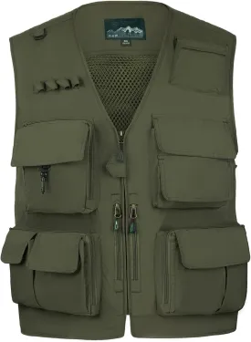 AOTORR Mens Outdoor Work Safari Cargo Photo Travel Fishing Vests for Men with Multi-pockets