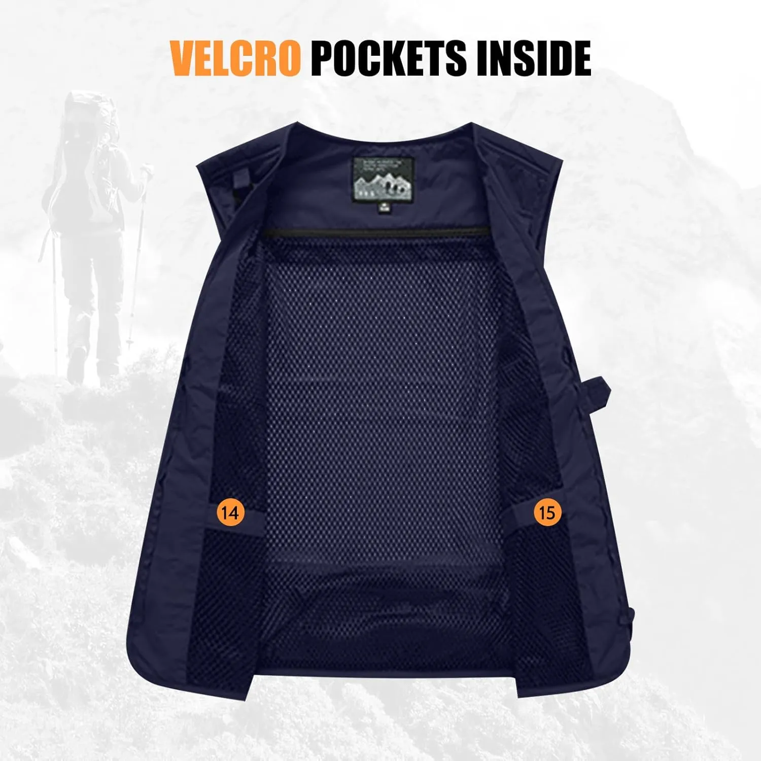 AOTORR Mens Outdoor Work Safari Cargo Photo Travel Fishing Vests for Men with Multi-pockets