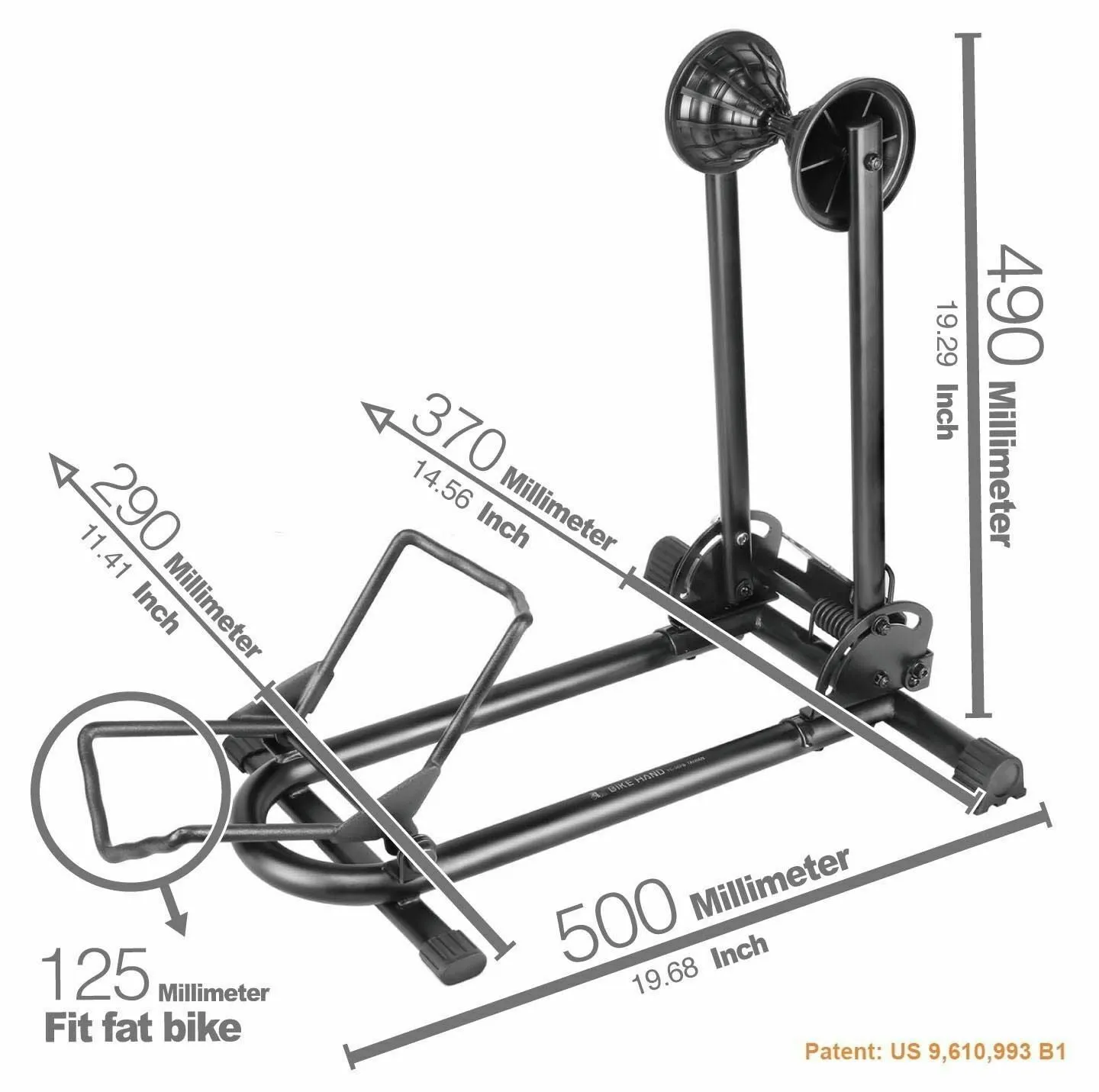 BikeHand Bicycle Floor Parking Rack Stand - for Mountain MTB & Road Bikes Indoor Outdoor Garage Storage - Fat Bike