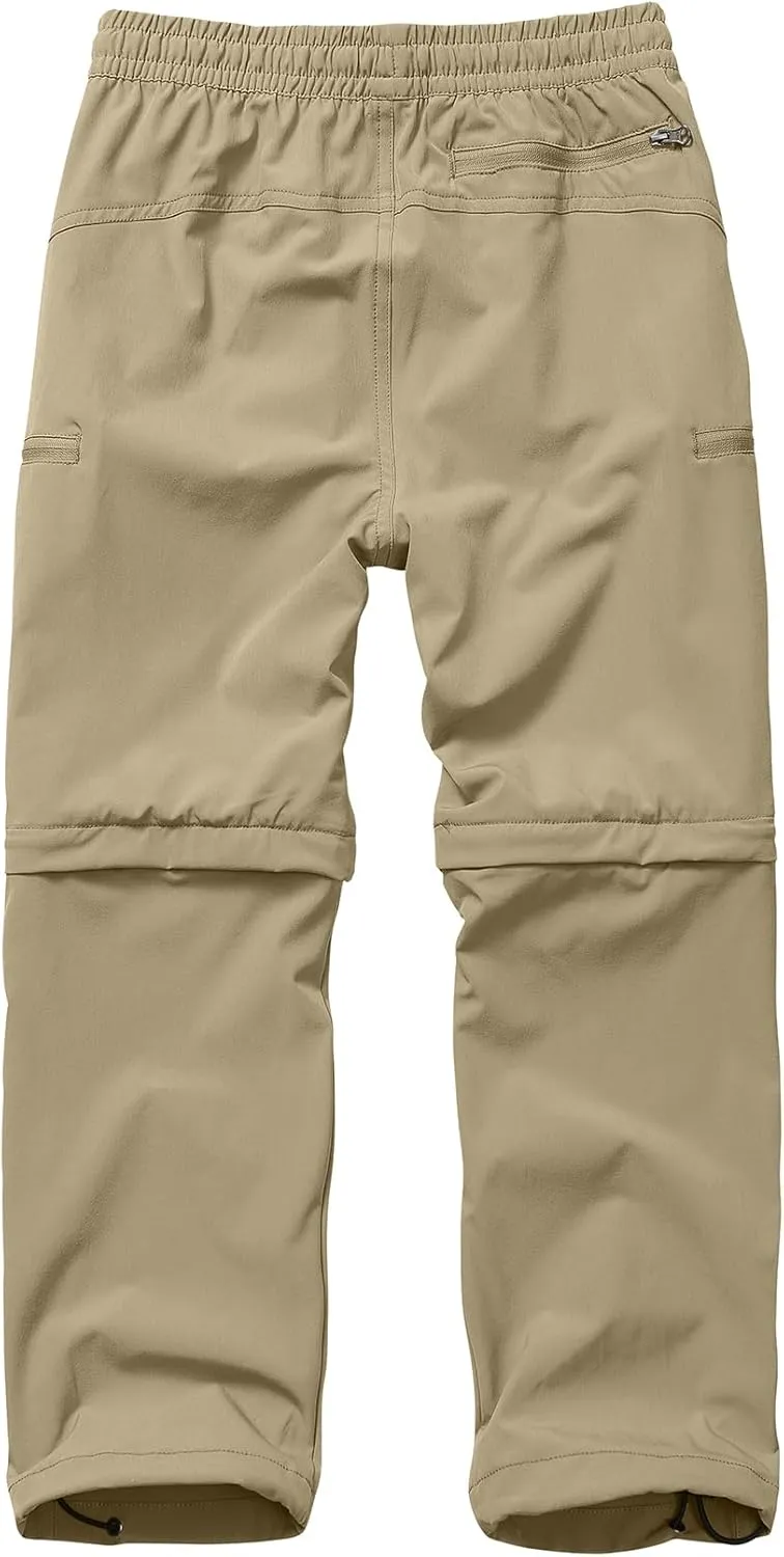 Boys Kids Hiking Cargo Pants, Youth Outdoor Quick Dry UPF 50 Lightweight Waterproof Climbing Caming Safari Convertible Pants