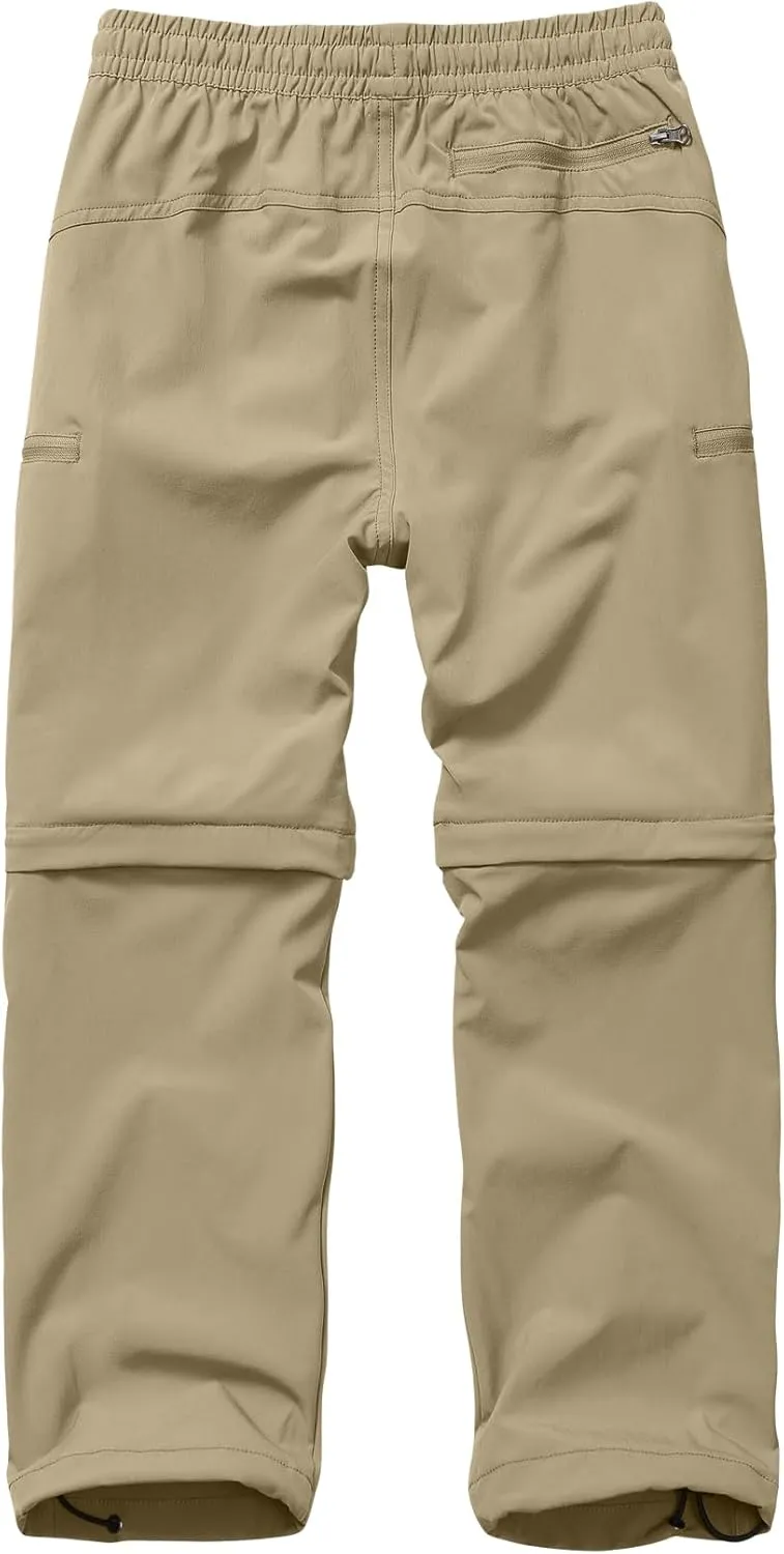 Boys Kids Hiking Cargo Pants, Youth Outdoor Quick Dry UPF 50 Lightweight Waterproof Climbing Caming Safari Convertible Pants