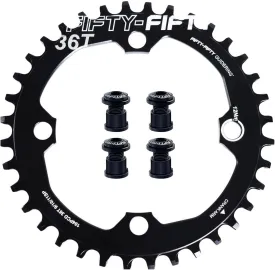 FIFTY-FIFTY Round 104BCD Chainring, 30T 32T 34T 36T Narrow Wide Mountain Bike Chainring, Single Chainring for 9/10/11-Speed with 4 Alloy Chainring Bolts for MTB