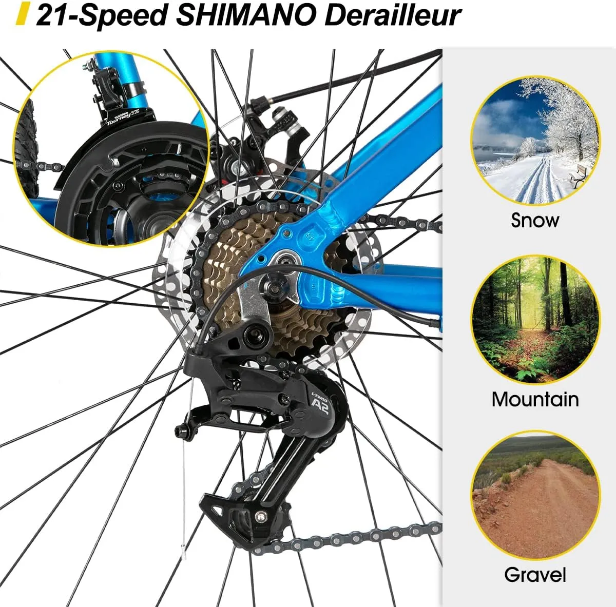 Hiland 29 Inch Mountain Bike Aluminum 17/19 Inch Frame with 21-Speed for Mens Beginner City Commuter