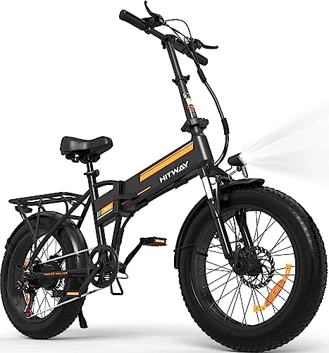 HITWAY Electric Bike for Adults 20" x4.0 Fat Tire Electric Bicycle with 250W Motor, Foldable E bkie with 48V/36V 12AH Removable Battery E Bike Long Range for Mountain Beach Snow