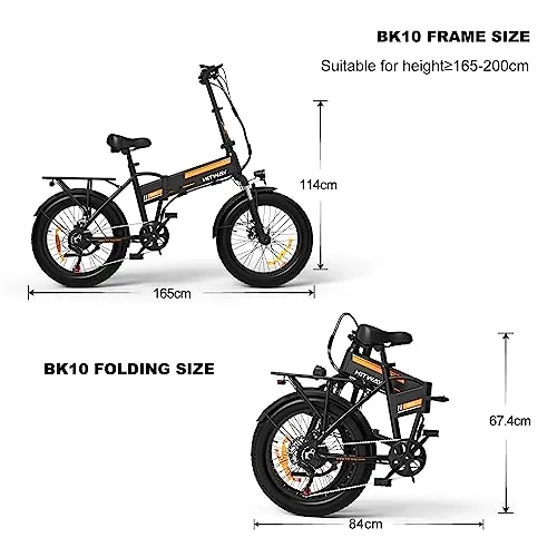 HITWAY Electric Bike for Adults 20" x4.0 Fat Tire Electric Bicycle with 250W Motor, Foldable E bkie with 48V/36V 12AH Removable Battery E Bike Long Range for Mountain Beach Snow