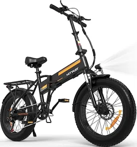 HITWAY Electric Bike for Adults 20" x4.0 Fat Tire Electric Bicycle with 250W Motor, Foldable E bkie with 48V/36V 12AH Removable Battery E Bike Long Range for Mountain Beach Snow