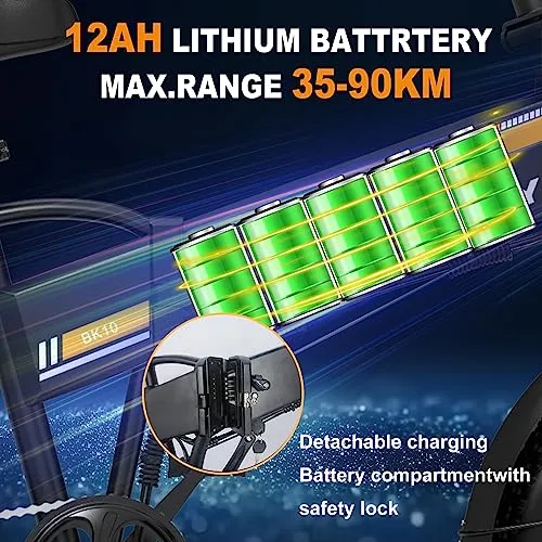 HITWAY Electric Bike for Adults 20" x4.0 Fat Tire Electric Bicycle with 250W Motor, Foldable E bkie with 48V/36V 12AH Removable Battery E Bike Long Range for Mountain Beach Snow