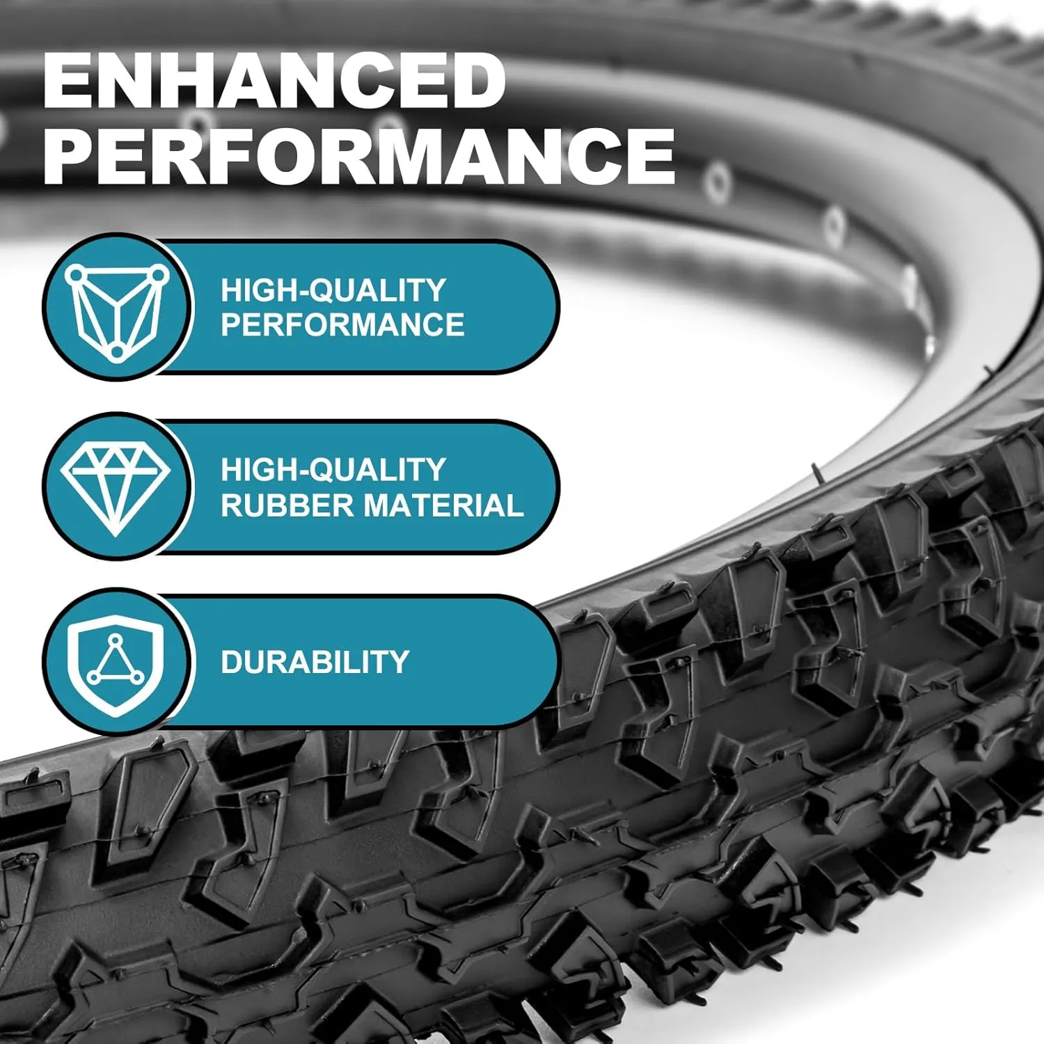 Hycline Mountain Bike Replacement Tire: 26x2.125 inch (56-559mm) Premium Butyl Rubber Puncture-Resistant Folding Bicycle Tire Compatible with MTB Off-Road Bike