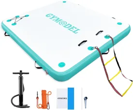 Inflatable Floating Dock,Inflatable Dock Platform,6/8/10ft Air Dock Platform Floating Island Raft,Non-Slip Air Dock Platform with Detachable Ladder for Pool Beach Ocean