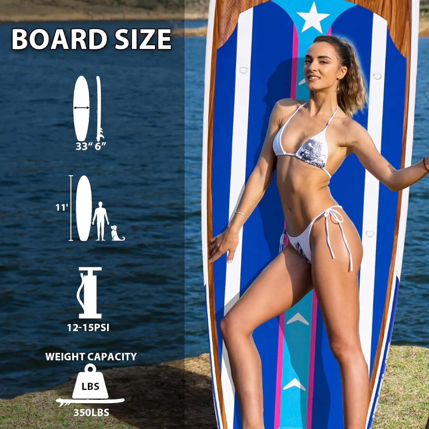 Inflatable Stand Up Paddle Board 11'  33"  6", Yoga Board with Durable SUP Accessories for Adults & Youth, Versatile Paddle Board