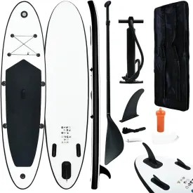 Inflatable Stand Up Paddle Board for Adventure and Relaxation, Lightweight and Puncture-Proof Design, for Recreational Paddling, Black and White