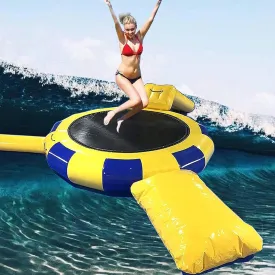 Inflatable Water Trampoline Floating Dock Water Platform Inflatable Raft Lake Water Trampoline, Water Trampoline with Slide, Water Inflatable Bouncing Trampoline,10Ft