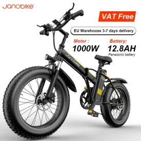 Janobike E20 Electric Bike 1000W 48V 12.8AH Panasonic Battery Foldable E Bike Shimano 7-Speed  Mountain Bike Electric Bicycle