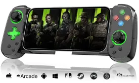 Koiiko Phone Game Controller for iPhone/Android/PC/Switch, Play COD, Genshin,Support Streaming on PS5/Xbox/PC Console, Cloud Gaming Wireless Gamepad Joystick, Turbo/6-Axis Gyro/Dual Motor, Green Light