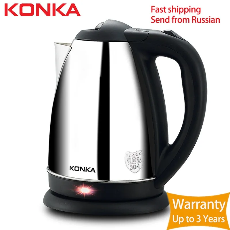 KONKA 1.8L Electric Kettle Stainless Steel 1500W Portable Travel Water Boiler Pot Sonifer