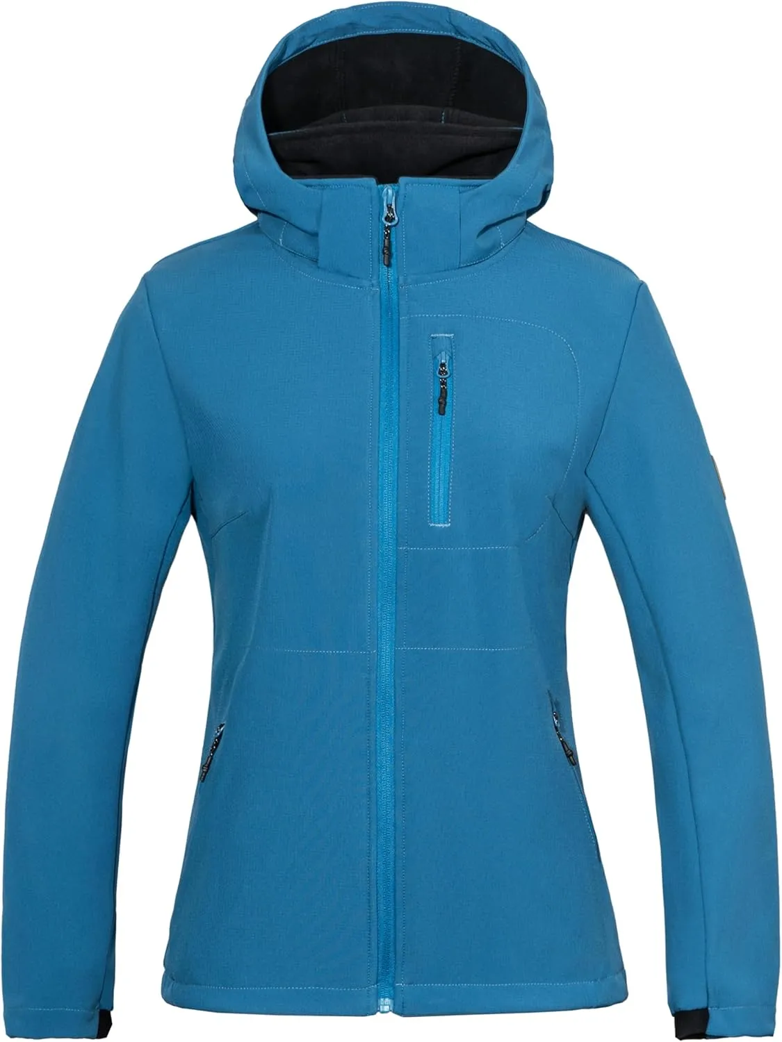Little Donkey Andy Womens Softshell Jacket, Ski Snowboarding Jacket with Removable Hood, Fleece Lined