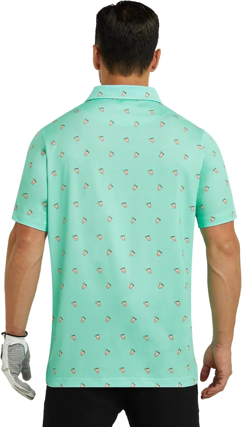 Mens Polo Shirts 3 Pack Fashion Print Mens Golf Shirt Short Sleeve Moisture Wicking Dry Fit Golf Shirts for Men