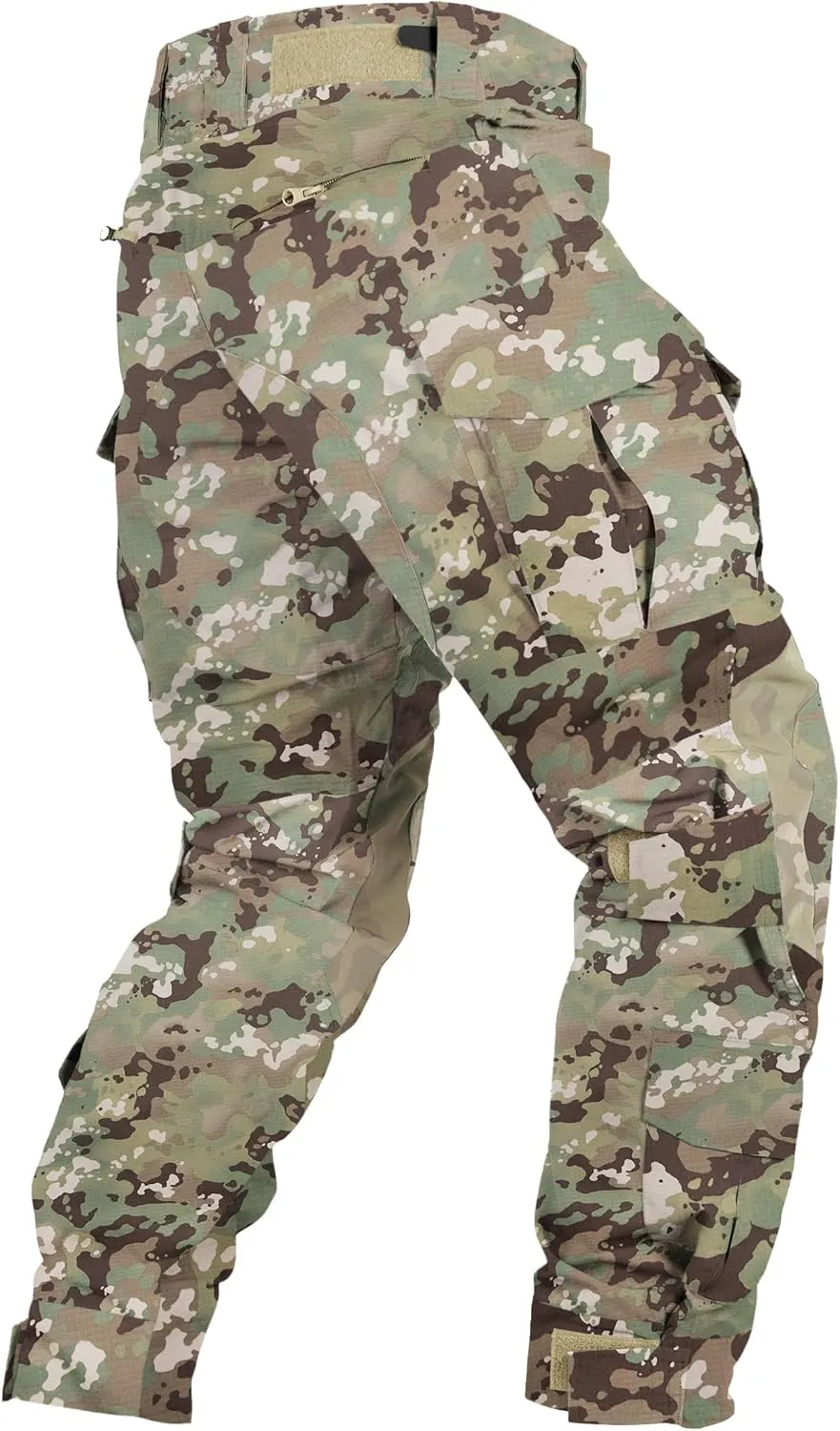 Mens Tactical Pants with Knee Pads Camo Cargo Pants Waterproof Hiking Pants 10 Pockets No Belt