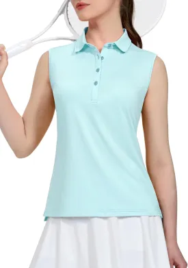 MIER Women's Sleeveless Golf Polo Shirts Athletic Tennis Collared Tank Tops, Quick Dry, UPF 50 