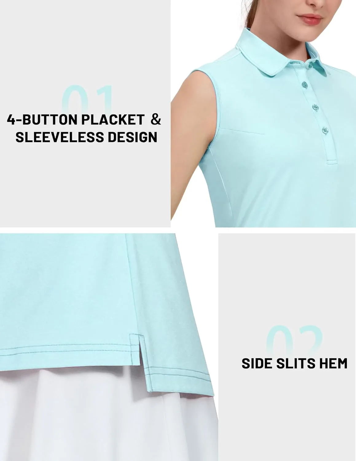 MIER Women's Sleeveless Golf Polo Shirts Athletic Tennis Collared Tank Tops, Quick Dry, UPF 50 