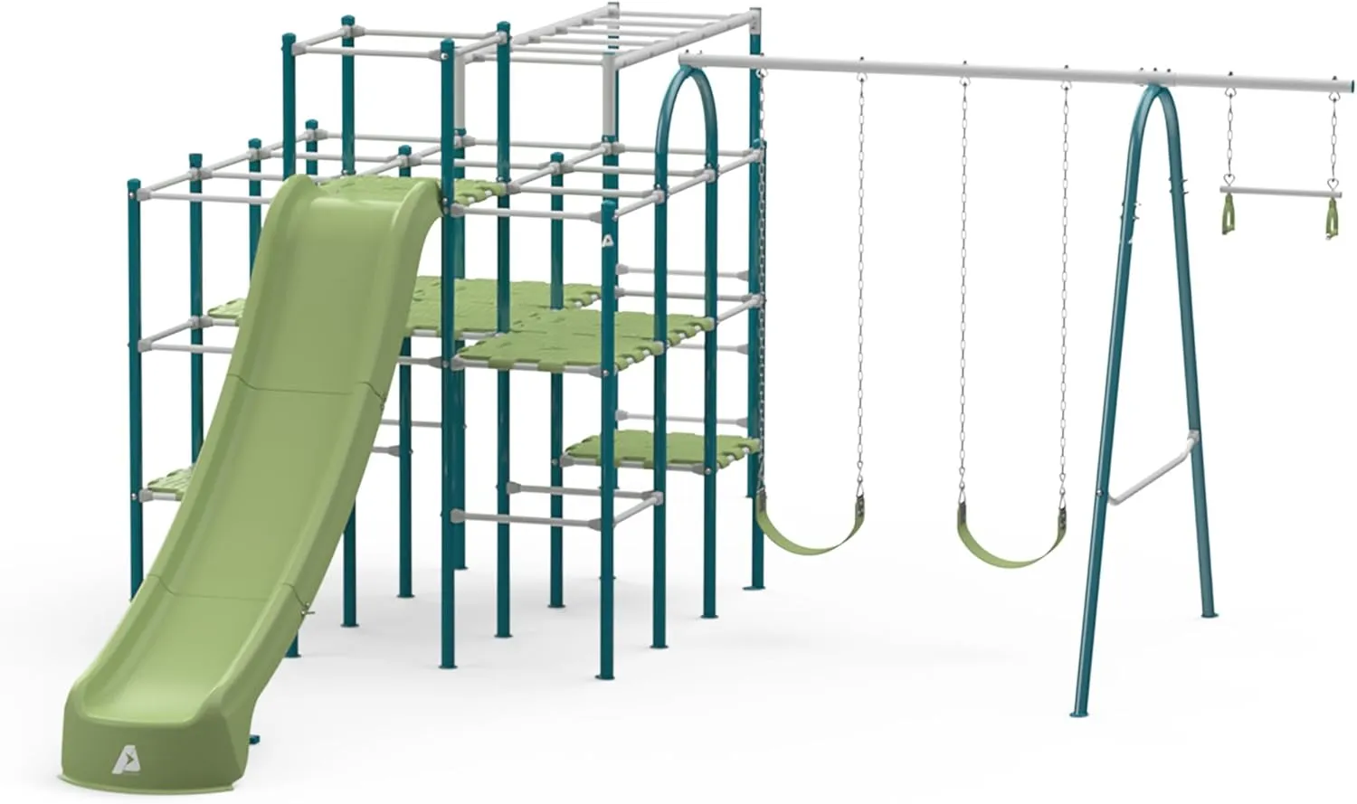 Modular Jungle Gym Set for Kids by ACTIVPLAY, Outdoor Playset, Swing, Slide, Monkey Bars, Rust Resistant, No Pinch Joints, Adjustable Platforms with Safety Grooves, Heavy Duty Metal Frame