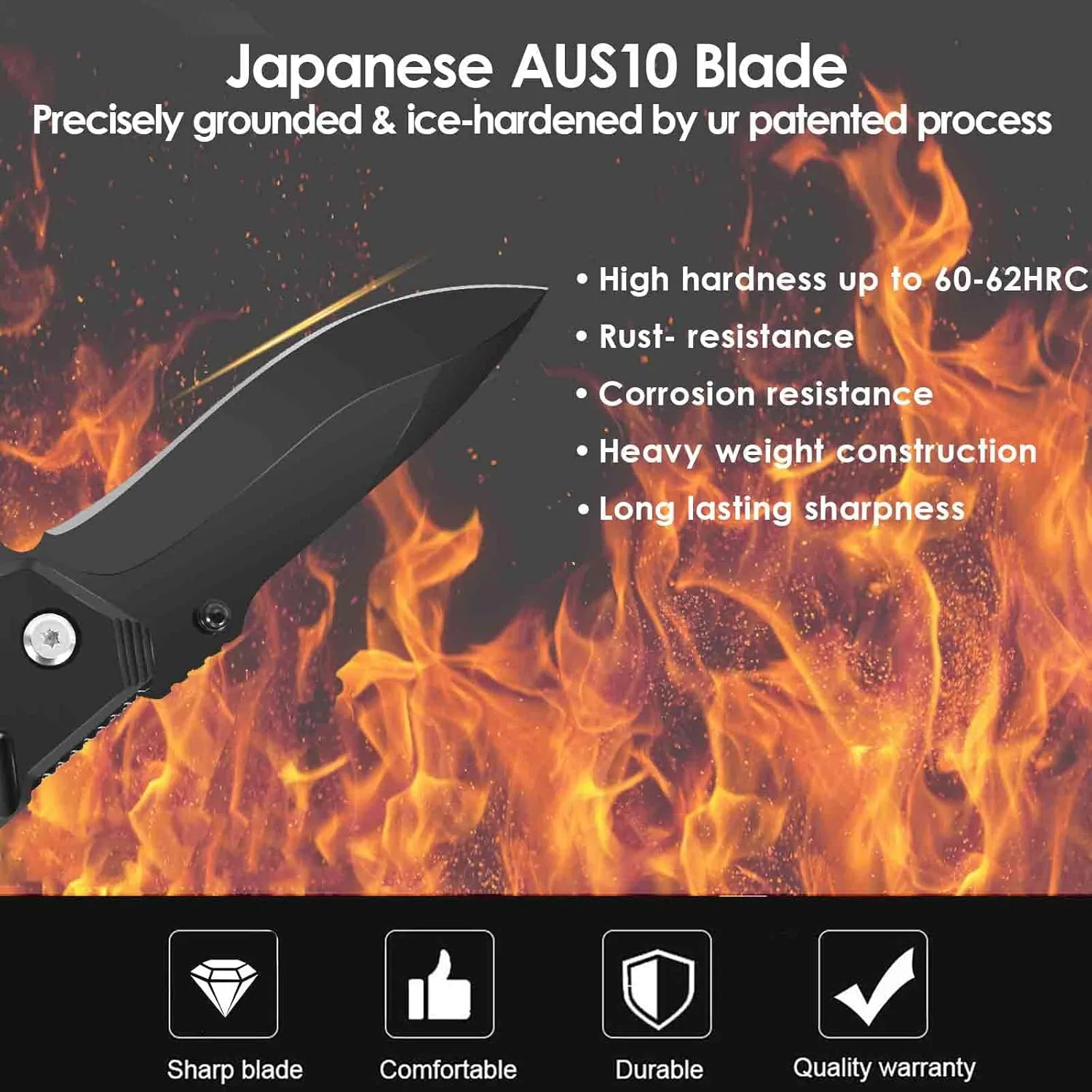 Pocket Knife, Folding Tactical Knives Blade 2.6in, Foldable Survival Small Knife with Clip, Button Lock & Glass Breaker, Everyday Carry EDC Knives for Hunting Camping Hiking