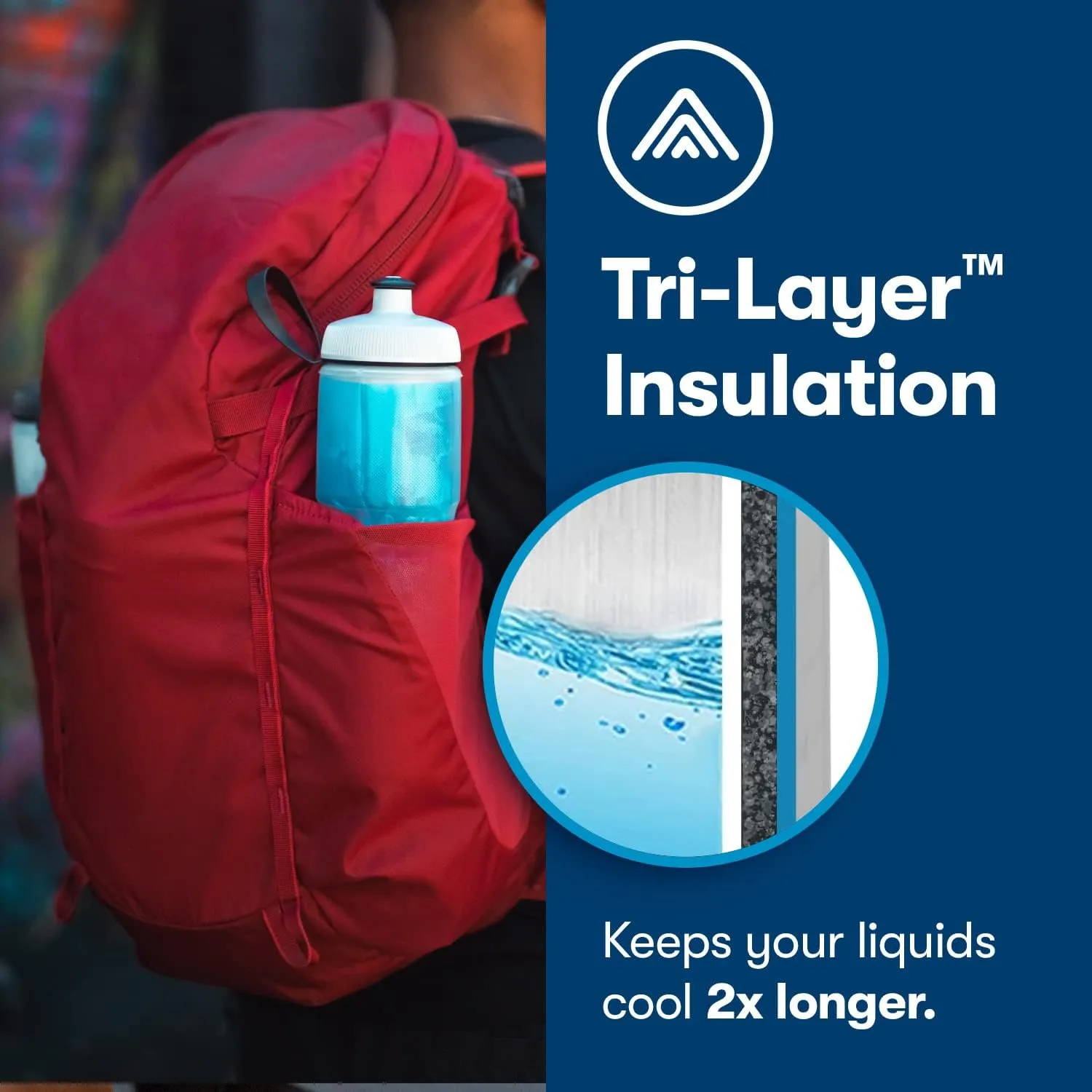Polar Bottle  Sport Insulated 24oz Nimbus, Moonlight Blue & Gold  Leak Proof Water Bottles Keep Water Cooler 2x Longer than a Regular Reusable Water Bottle