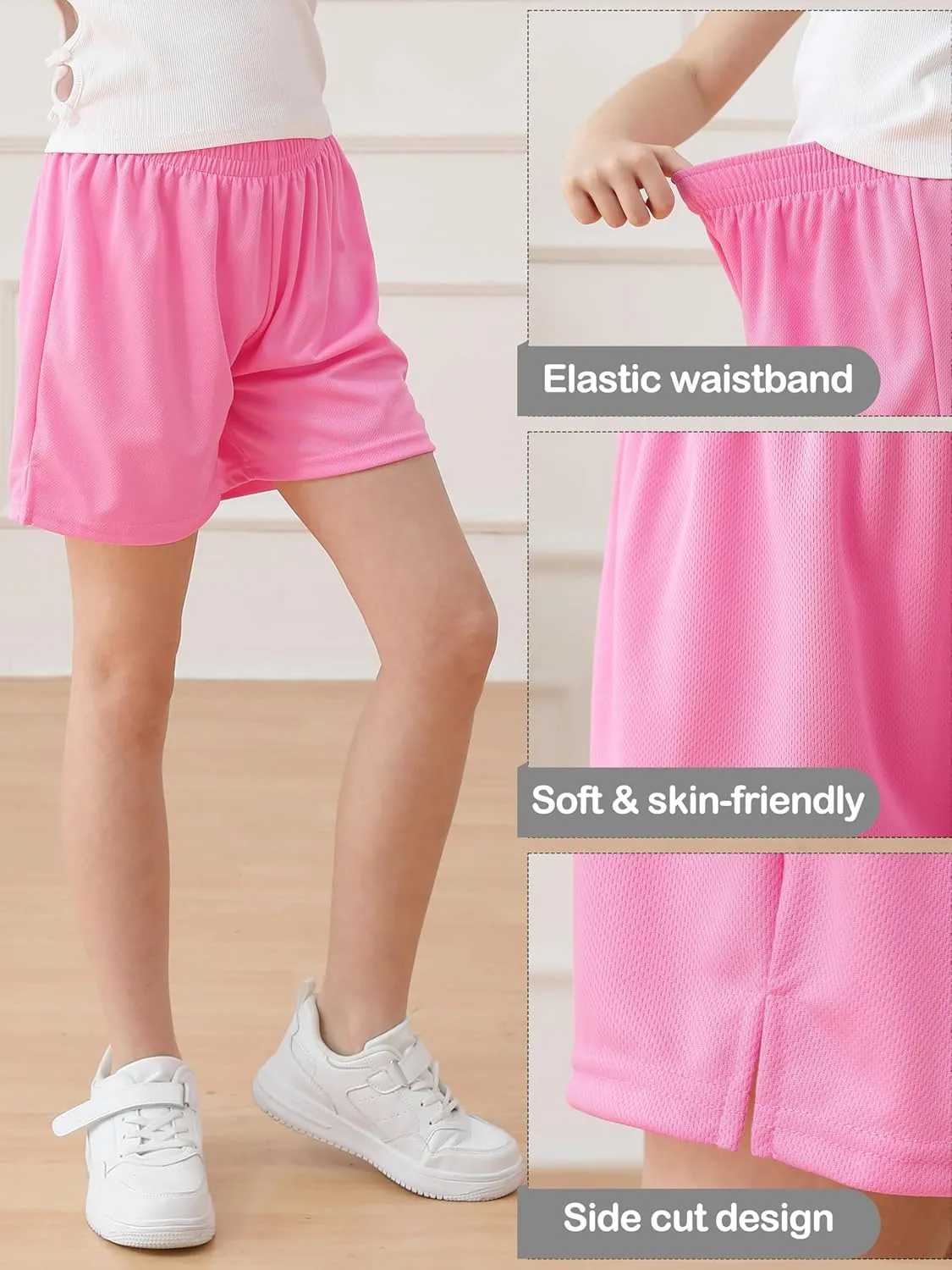 Resinta Girls Athletic Mesh Shorts Basketball Soccer Active Sports Gym Shorts for Youth Kids