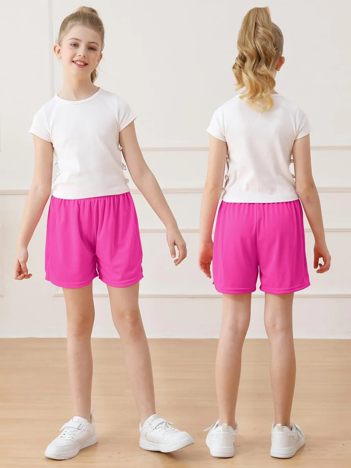 Resinta Girls Athletic Mesh Shorts Basketball Soccer Active Sports Gym Shorts for Youth Kids