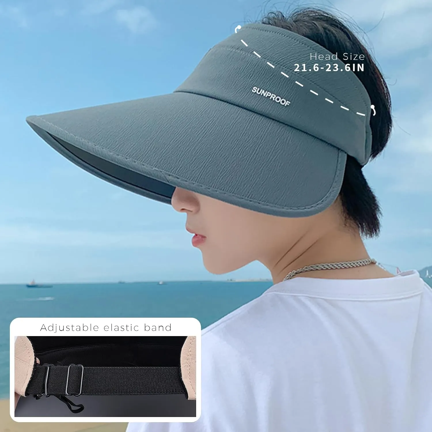 Sun Visor Hats Women Floppy Large Brim Summer UV Protection Beach Cap for Summer Safari Sports UPF 50  Foldable
