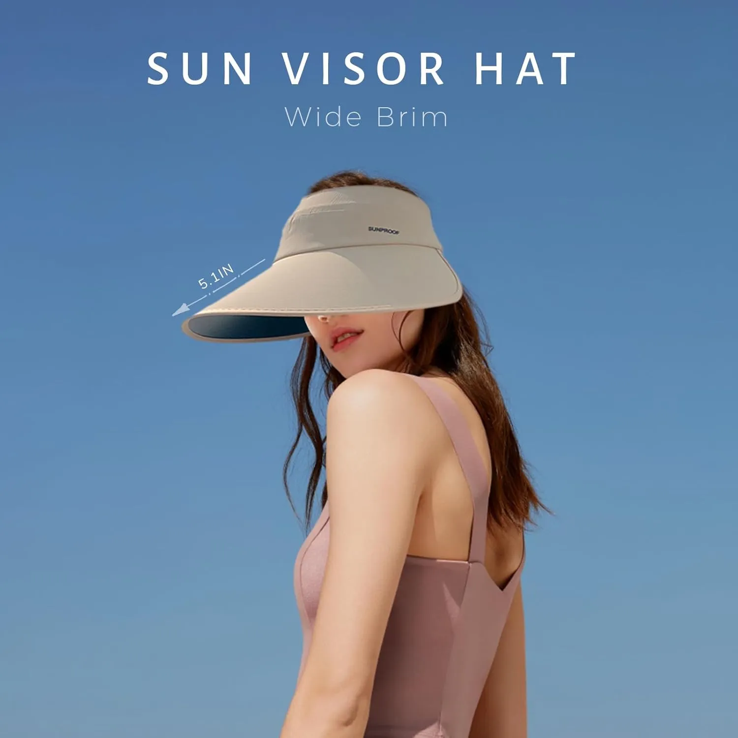 Sun Visor Hats Women Floppy Large Brim Summer UV Protection Beach Cap for Summer Safari Sports UPF 50  Foldable