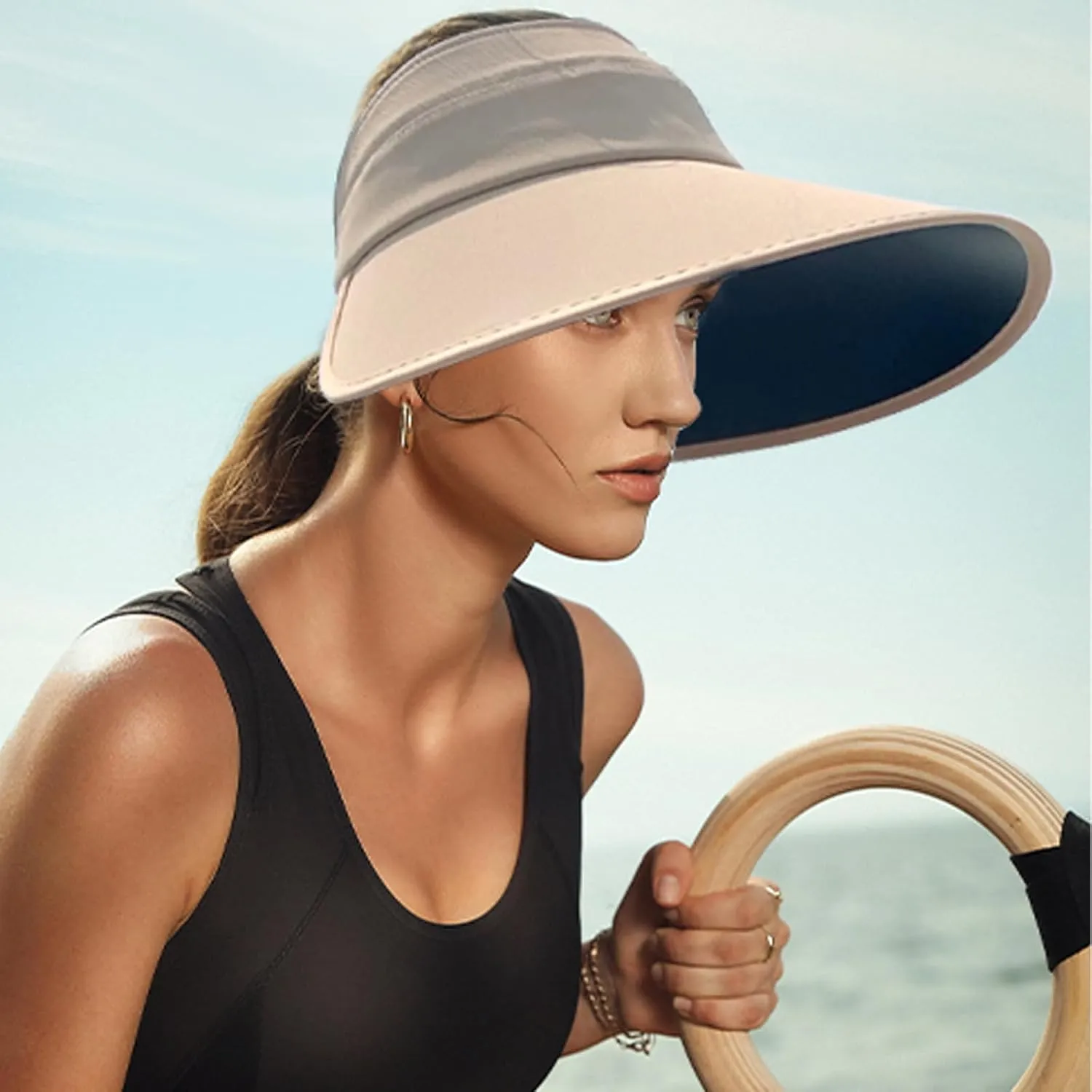Sun Visor Hats Women Floppy Large Brim Summer UV Protection Beach Cap for Summer Safari Sports UPF 50  Foldable