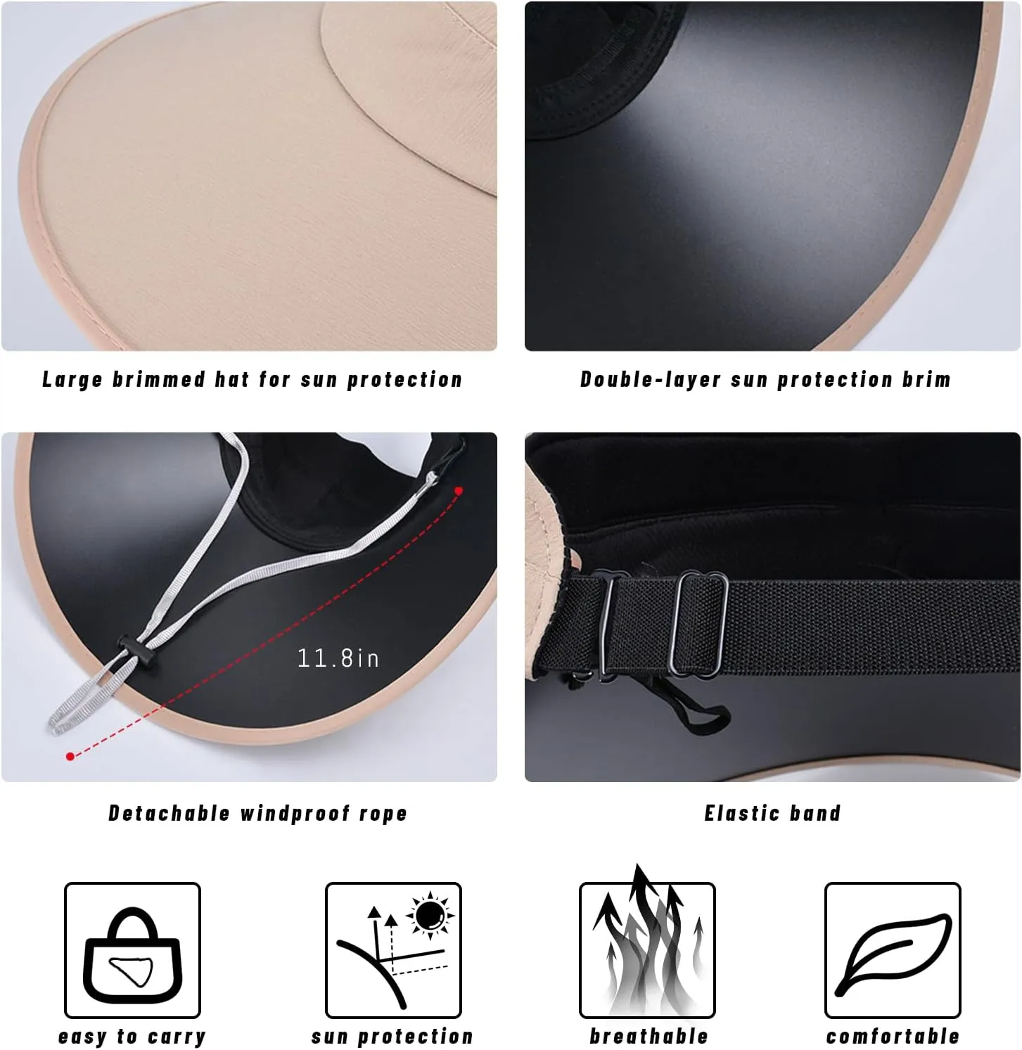 Sun Visor Hats Women Floppy Large Brim Summer UV Protection Beach Cap for Summer Safari Sports UPF 50  Foldable